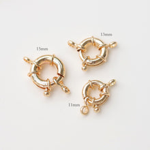 تحميل الصورة إلى عارض المعرض، 10 قطع مشبك زنبركي دائري، مطلي بالذهب عيار 18 قيراطًا، 11 مم، 13 مم، 15 مم، مشبك زنبركي مفتوح، مشبك بحار، مشبك لصنع المجوهرات JX010-ZX7029