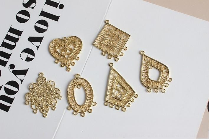 Dije bohemio, conector bohemio, conector para pulsera y collar, chapado en oro auténtico de 14 quilates, accesorios de joyería GZ660