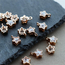 Load image into Gallery viewer, 20pcs CZ Pave Tiny Star Charm, Crystal Pendant, Earring Connectors, Real Gold Plated Brass Earring Charms, Jewelry Findings JY019-F162