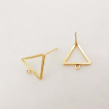 Load image into Gallery viewer, 4pcs 14K Gold Triangle Post With Loop, Openwork Triangle Stud Earring Nickel Free, 12x10mm, Hypoallergenic Earring Findings Z075