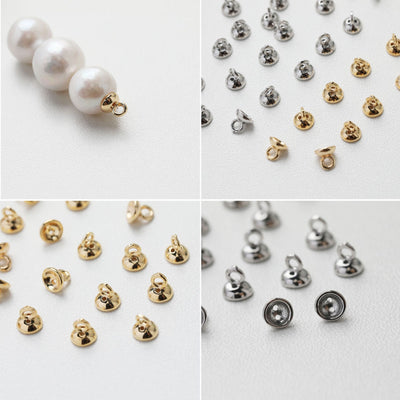 10pcs Beads Caps with holes, Bead Cones, 18K Gold Plated, With Loop, 4.3*4.3mm, Pearl Bead Caps, Jewelry Making GE111