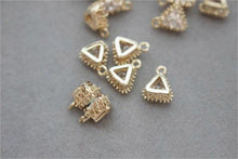Load image into Gallery viewer, Heart Charms, Drop, Triangles Crystal Cubic Pave Pendant, 14K Gold Plated, Bracelet Necklace Making Pendants, Jewelry Findings GZ427