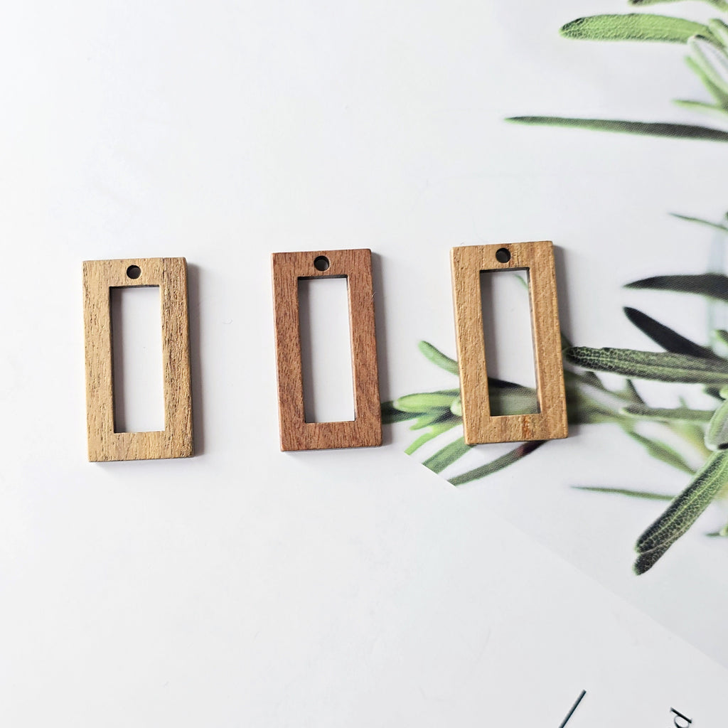 2PCS Geometric Shape Wood Charms, Wooden Pendant, Reclaimed Walnut Wood, Geometric Statement Wood Earrings Diy Ideas JT950
