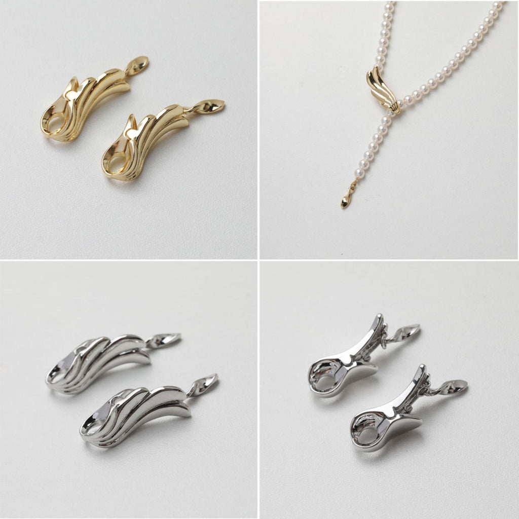 مشبك سوار ذهبي على شكل ريشة، موصل سلسلة وصلات، مطلي بالذهب/الفضة عيار 14 قيراطًا، صنع قلادة، العثور على الموصل GT028