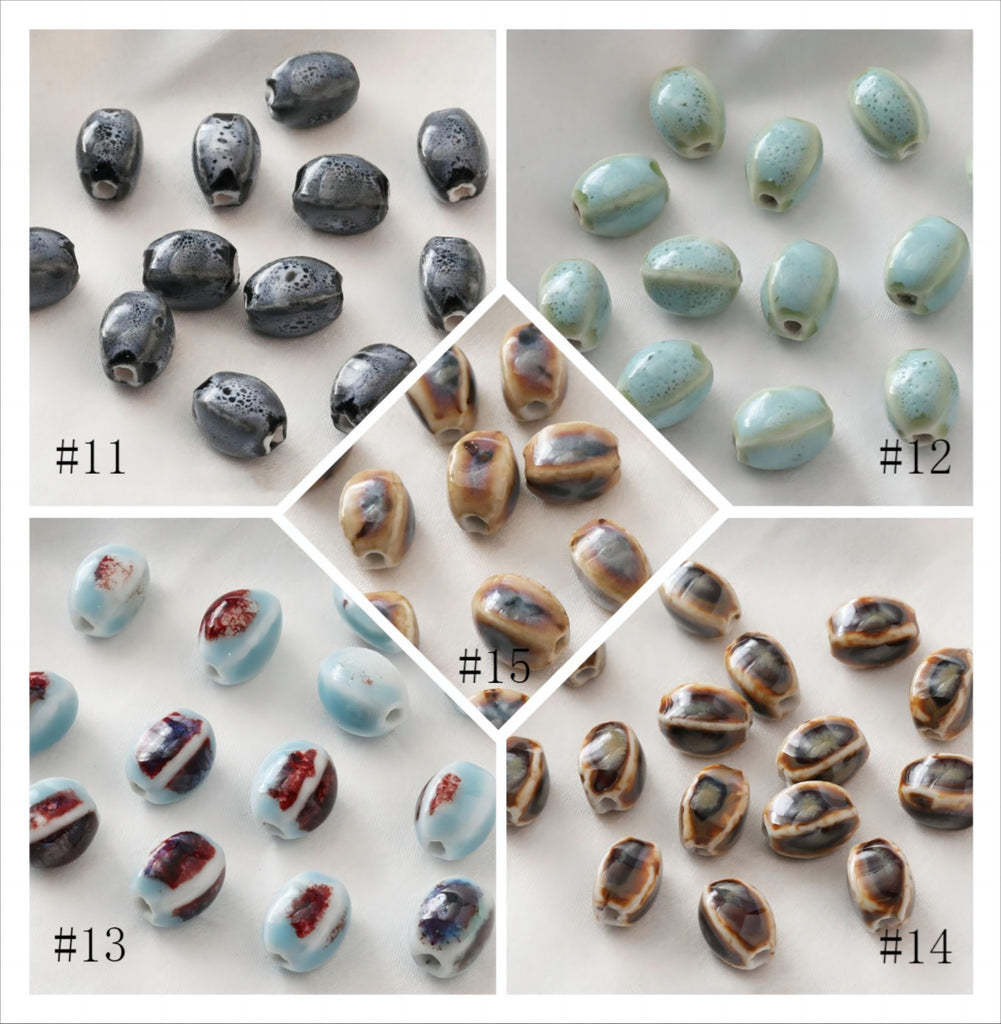 5 cuentas espaciadoras ovaladas, colgante ovalado de cerámica, cuentas de cerámica para hacer joyas, hallazgos de cuentas DIY GZ434