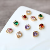 10pcs Tiny Heart Charms, Cubic Heart Charm,  18K Gold Plated CZ Pave Love Pendant, Necklace Making Pendants, Jewelry Findings HL124-F088