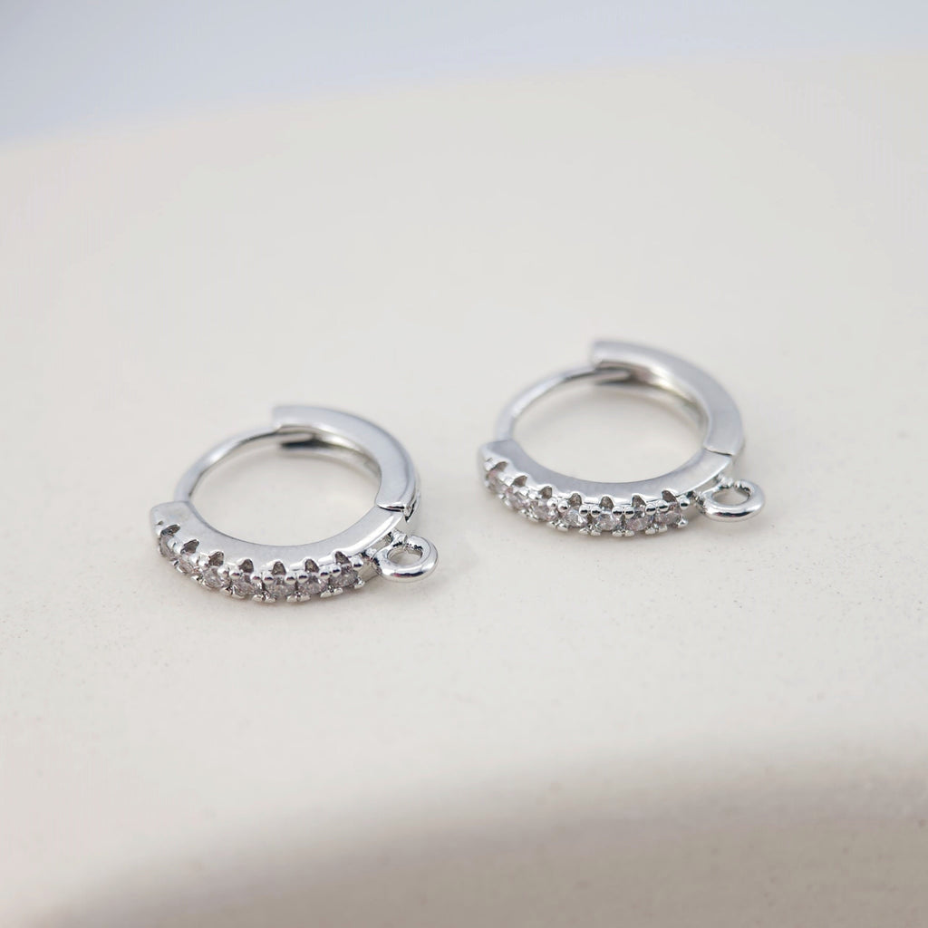 Cubic Zirconia Ear Hoops Multicolor Pave Crystal , 13*12mm, 18K Gold Plated Leverback Earrings, Huggie Hoops Earring D0150