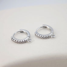 Load image into Gallery viewer, Cubic Zirconia Ear Hoops Multicolor Pave Crystal , 13*12mm, 18K Gold Plated Leverback Earrings, Huggie Hoops Earring D0150