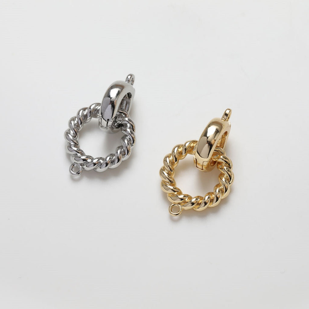 Twist Loop Clasp, Necklace Connector, 14K Gold/Silver Plated, Neckalce Bracelet Making Pendant, Jewelry Supply Finding GZ228