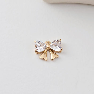 2pcs CZ Pave Bow Tie Charm, Cubic Zircon Crystal Bow Tie Pendant, Necklace Pendant, 18K Real Gold Plated, Jewelry Findings D0298
