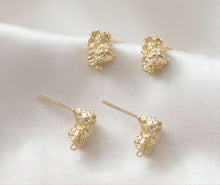 Load image into Gallery viewer, Irregular Ear Post With Loop, S925 Silver Ear Pin Nickel Free Earrings, Gold/Silver Ear Stud, Hypoallergenic Earring Findings G0010-D0013