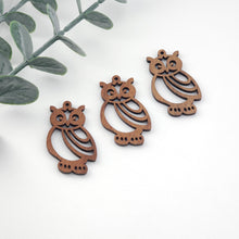 Load image into Gallery viewer, Owls Wood Charms, Wooden Pendant, Reclaimed Walnut Wood, Geometric Statement Wood Earrings Diy Ideas JT991