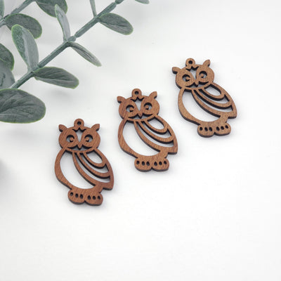 Owls Wood Charms, Wooden Pendant, Reclaimed Walnut Wood, Geometric Statement Wood Earrings Diy Ideas JT991