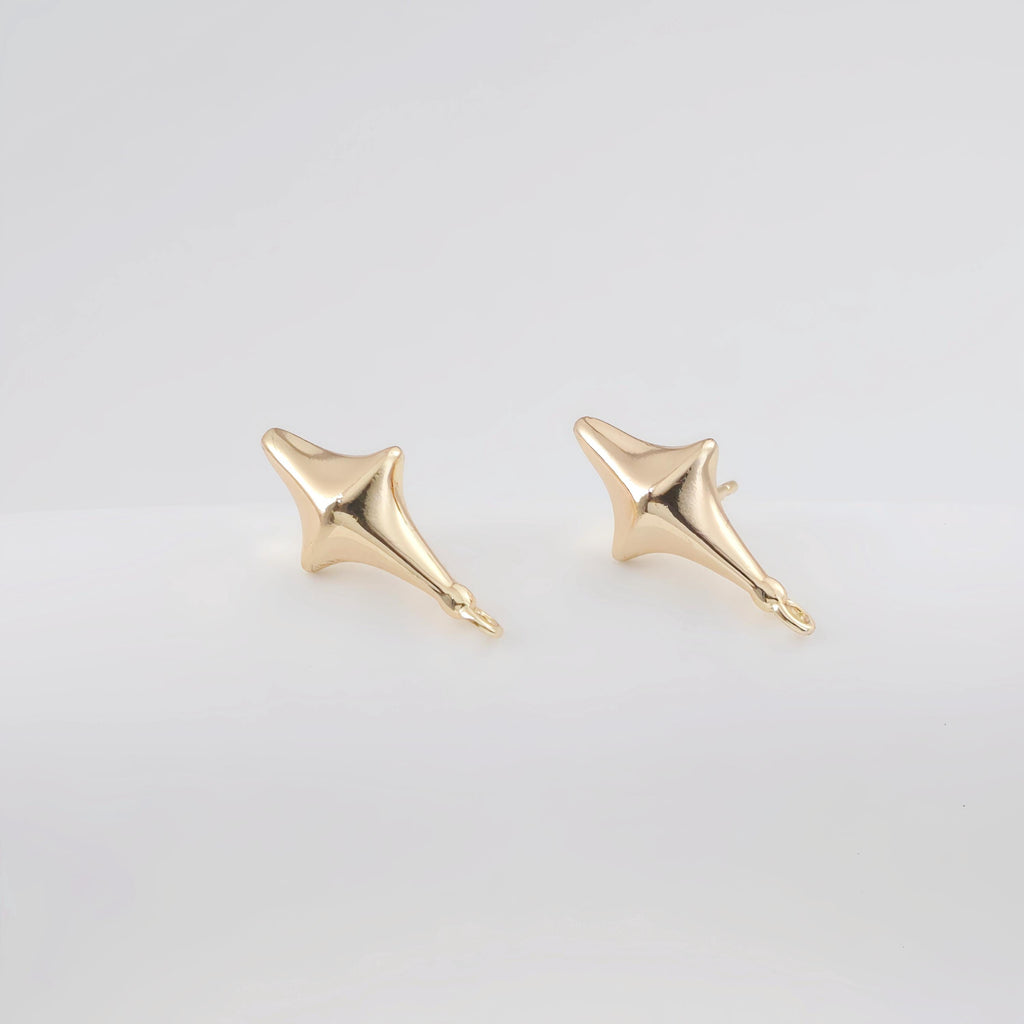 Gold Star Earring Post With Loop, Nickel Free Earrings, Ear Stud with Loop, Hypoallergenic Earring Findings ZX325