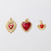 Load image into Gallery viewer, Heart Shape Evil Eye Charm, 18K Gold Plated Enamel Eye Pendant, Necklace Making Charm, Jewelry Findings