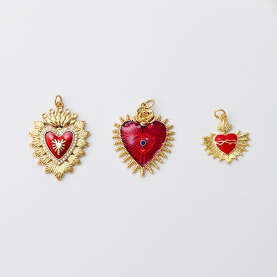 Heart Shape Evil Eye Charm, 18K Gold Plated Enamel Eye Pendant, Necklace Making Charm, Jewelry Findings