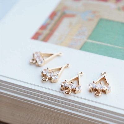 CZ Pave Crown-shaped Charm, Cubic Zircon Crystal Pendant, Bracelet Necklace Pendant, 14K Real Gold Plated, Jewelry Findings JY008-F137