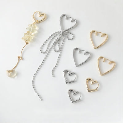 Heart Hoop Earring, S925 Silver Ear Pin, Huggie Hoops Earring Finding, Heart Ear Hoops, 17mm, 22mm, hoop earrings GE033