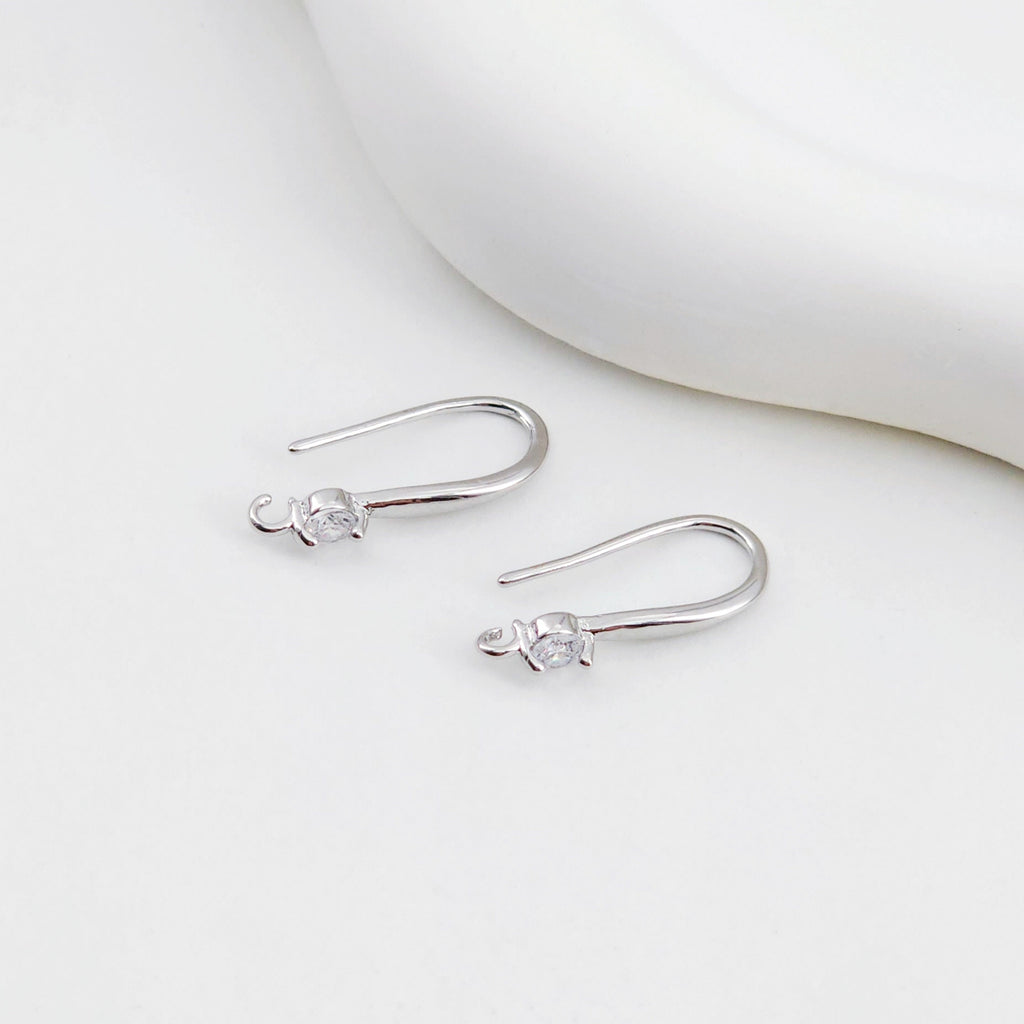 18K Gold Plated Ear Wires, Round Cubic Pave Earring Hooks, Nickel Free, Fish Hooks, Ear Wires for Jewelry Making D0142