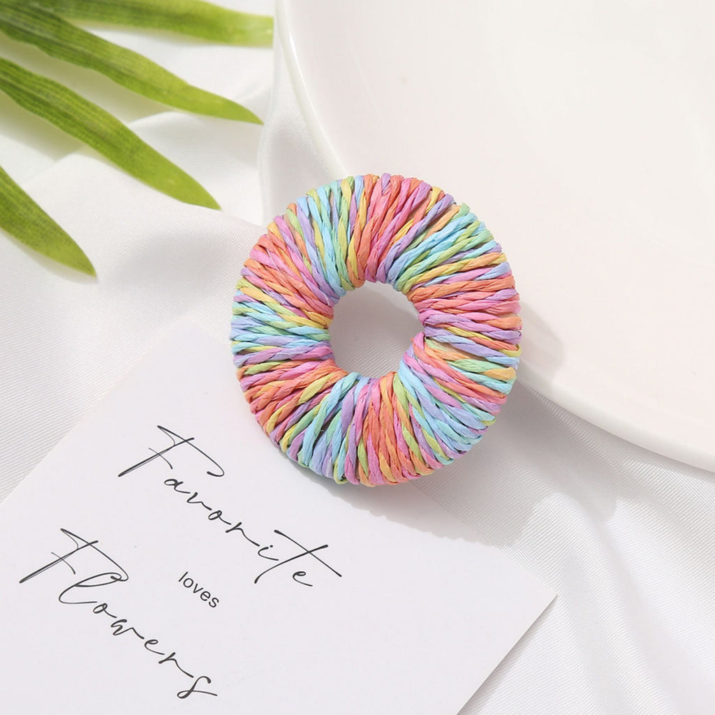 Pendientes de paja tejida, pendientes bohemios, pendientes de estilo vacacional para niñas, pendientes hechos a mano BS005