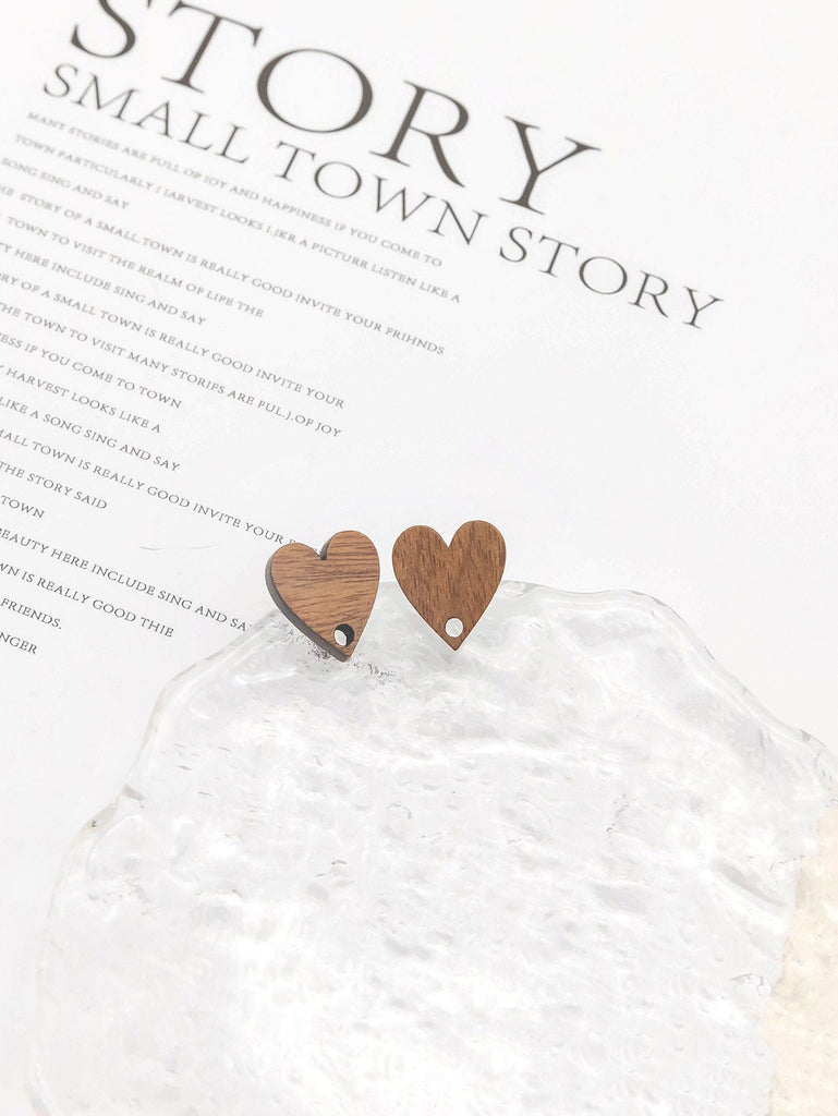 4PCS  Wood Earrings,  Heart Shape Wooden Earrings for women, Nickel Free, Boho Earring Finding JT926