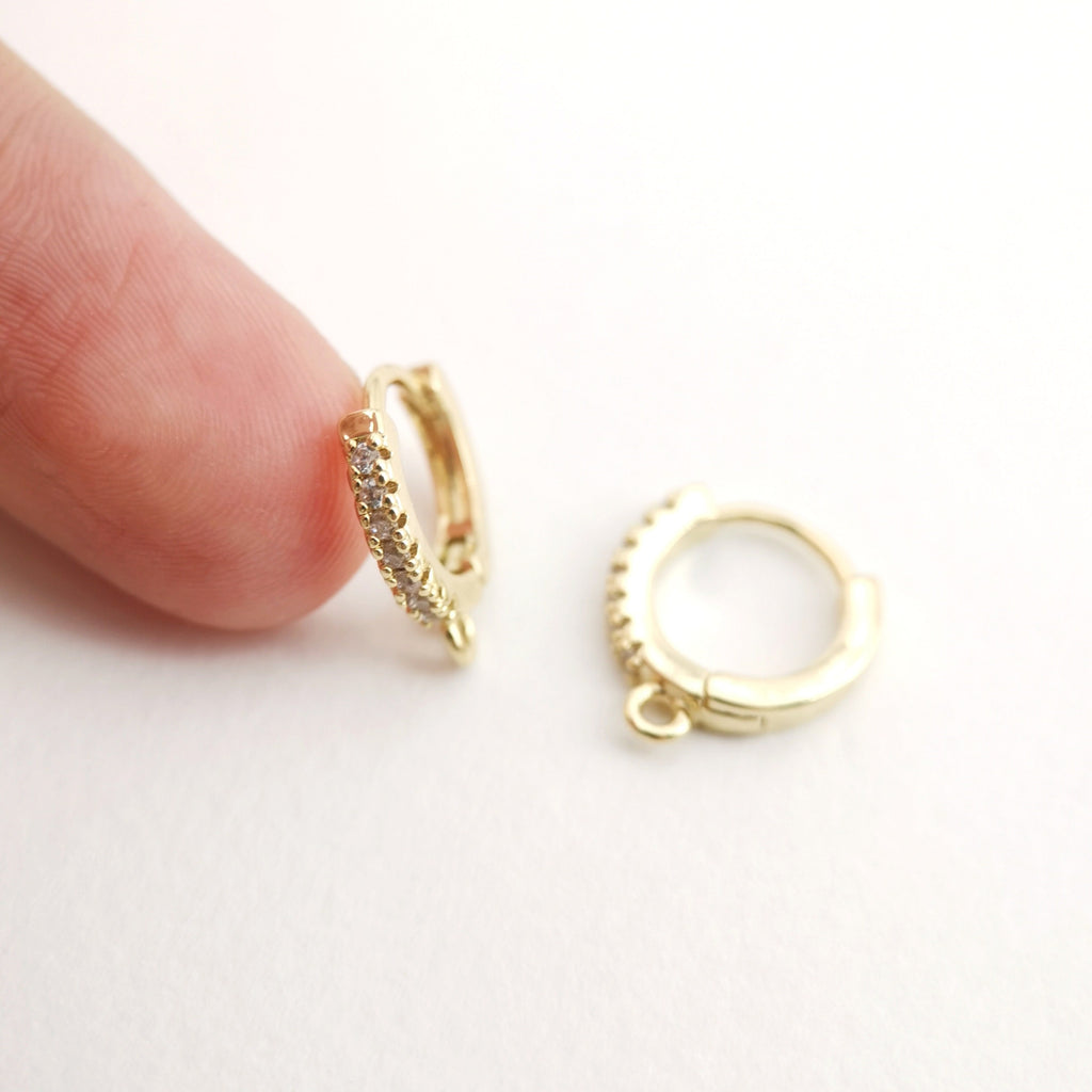 Cubic Zirconia Ear Hoops Multicolor Pave Crystal , 13*12mm, 18K Gold Plated Leverback Earrings, Huggie Hoops Earring D0150