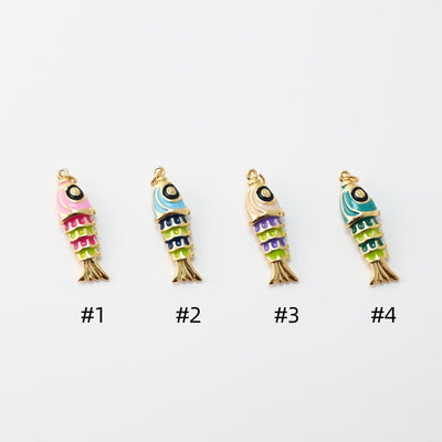 Dijes de pez esmaltado, dijes de vida marina, dijes chapados en oro de 18 quilates, para hacer pulseras y aretes, accesorios de joyería S1459