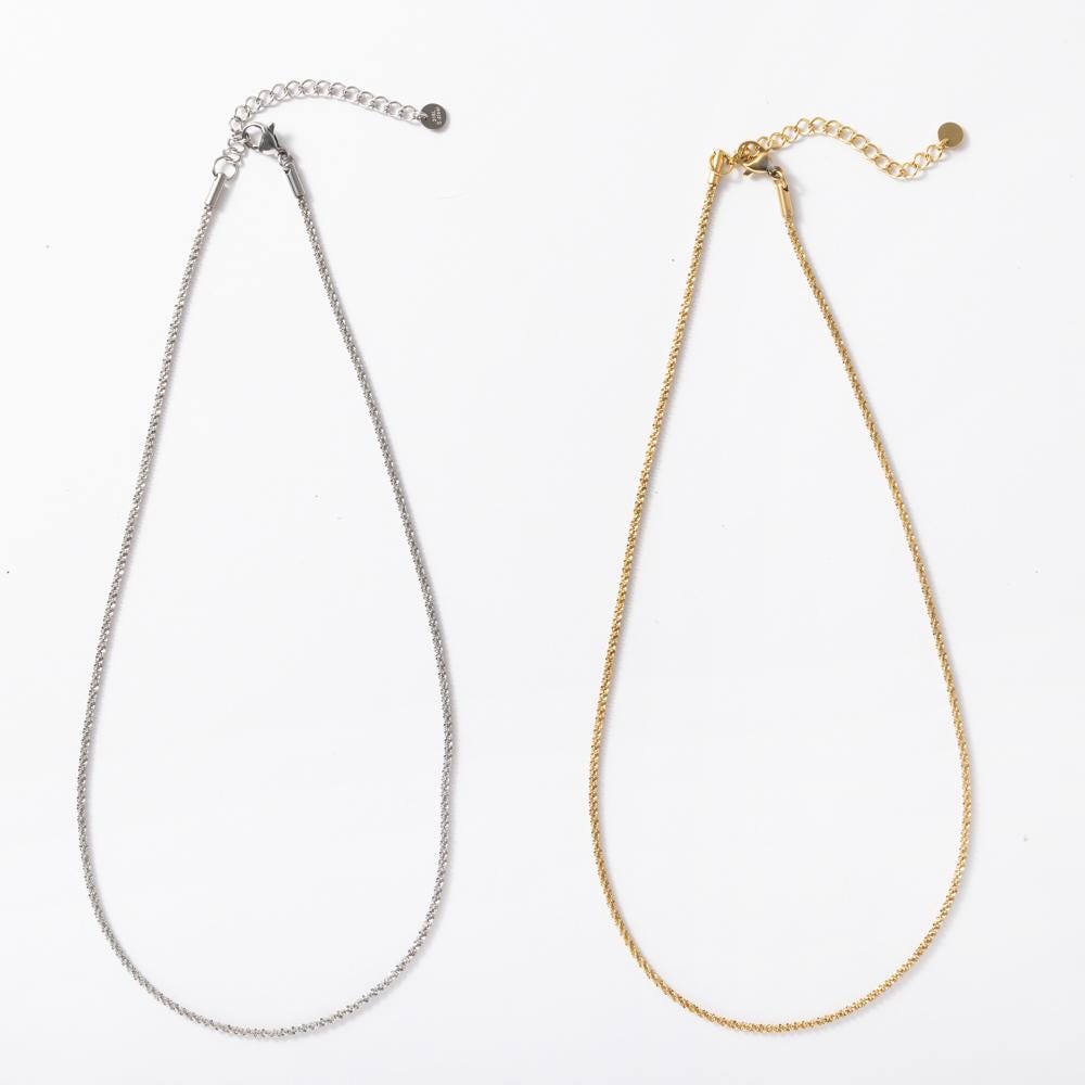 18K Sparkling Necklace, 316L Stainless Steel, Ready to Wear Necklace, 40+5cm/17.7 inch ZD007