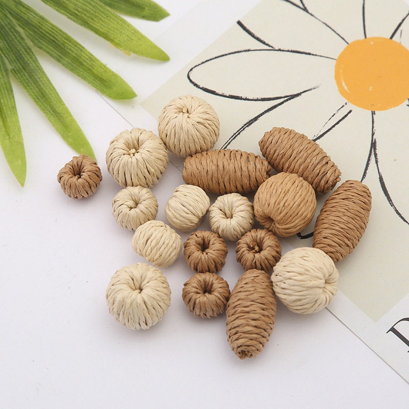 10PCS Paper Rope Earring Findings, Boho earring making, Vacation Style Cute Earrings , Spherical oval ball Earring Finding BS002