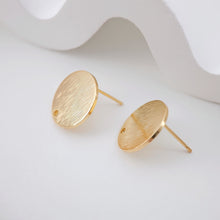 تحميل الصورة إلى عارض المعرض، أقراط دائرية بلمسة نهائية مصقولة، 15 مم، عمود ذهبي مع حلقة، مضاد للحساسية، نتائج الأقراط، لوازم صنع الأقراط يدويًا D0043