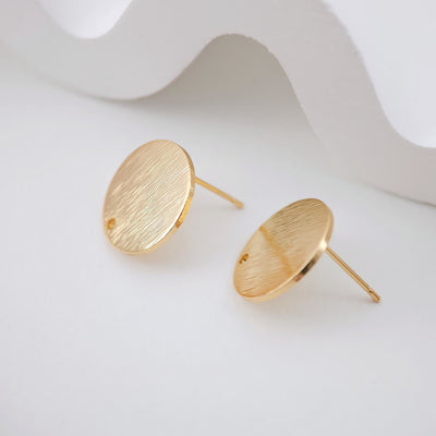 أقراط دائرية بلمسة نهائية مصقولة، 15 مم، عمود ذهبي مع حلقة، مضاد للحساسية، نتائج الأقراط، لوازم صنع الأقراط يدويًا D0043