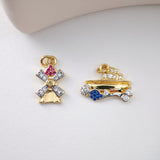 Dutch Windmills Pendant, Yacht Pendant, 18K Gold, CZ Pave Charm, Earring Necklace Making Finding S1117