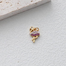 Load image into Gallery viewer, Bird Charm, CZ Pave Pendant, Woodpecker, Flamingo Pendant, 18K Gold Plated, Necklace Making Charm, Jewelry Findings S1303