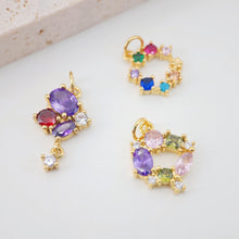 Load image into Gallery viewer, Rainbow Circle Pendant, Pave CZ Charm, 18K Gold Pendant, Bracelet Necklace Making, Gold Plated Jewelry Findings S20586