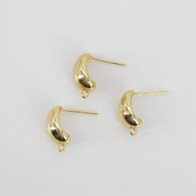 Load image into Gallery viewer, Gold Polished Earring Post, 18K Gold Nickel Free Earrings, S925 Silver Ear Pins, 20mm, Oval Shape Ear Stud with Loop S20747