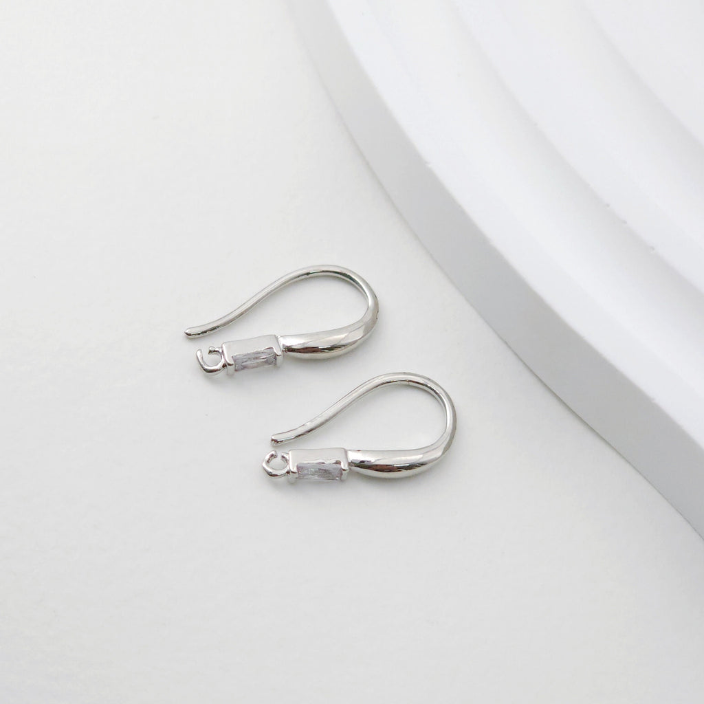 Small Zircon Ear Wire Hook, Gold Plated Earring Hook, Hypoallergenic Hooks Earring , Handmade Earring Findings  Supplies D0091
