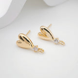 قرط على شكل قلب من الزركونيوم المصقول بالذهب، أقراط من الذهب عيار 18 قيراطًا خالية من النيكل، دبابيس أذن من الفضة الاسترلينية S925، مقاس 18 مم، قرط على شكل قلب مع حلقة ZX215