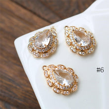 Load image into Gallery viewer, 10pcs Flower Connector, Cubic Zircon Crystal Pendant, Bracelet Necklace Pendant, 14K Real Gold Plated, Jewelry Findings HL125-F089