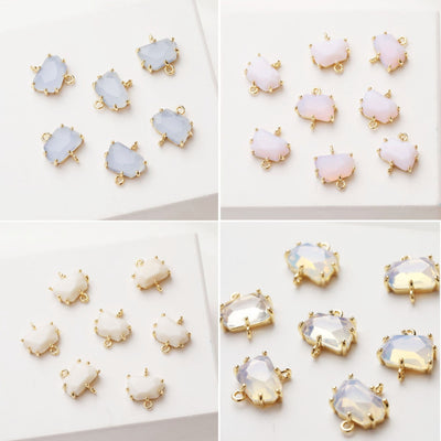 Irregular Cloud Connector, Rhinestone Pendant, Bracelet Necklace Making, Gold Plated Jewelry Findings GZ387