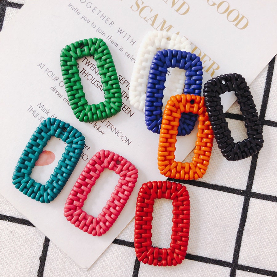 10 قطع من القلادات الهندسية المستطيلة، قلادة من الراتنج لصنع المجوهرات، العثور على الخرز بنفسك MY089