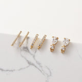 5 Pairs- Rectangle Ear Post with Loops, Nickel Free, Micro CZ Pave, 18K Gold Plated Stud Earring Finding BB004