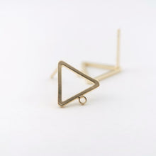 Load image into Gallery viewer, 4pcs 14K Gold Triangle Post With Loop, Openwork Triangle Stud Earring Nickel Free, 12x10mm, Hypoallergenic Earring Findings Z075