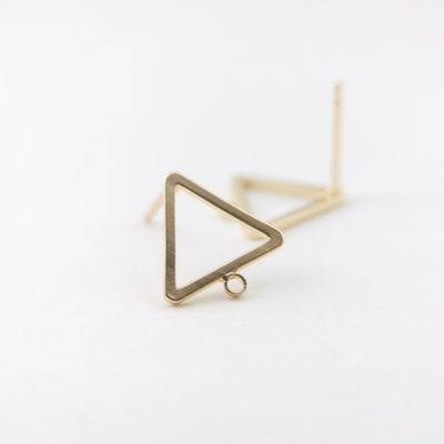 4pcs 14K Gold Triangle Post With Loop, Openwork Triangle Stud Earring Nickel Free, 12x10mm, Hypoallergenic Earring Findings Z075