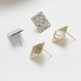 Hammered Square Post with Loops, 14K Gold/Silver Plated, S925 Silver Pin Nickel Free Earrings, Hypoallergenic Earring Findings GZ254