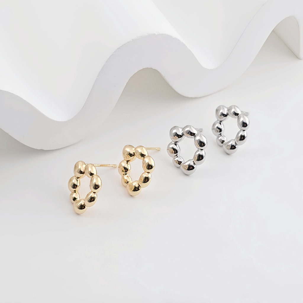 قرط متدلي على شكل دائرة غير منتظمة، ذهب/فضة عيار 14 قيراط، أقراط فضة S925 خالية من النيكل، قرط دائري مع حلقة ZX269