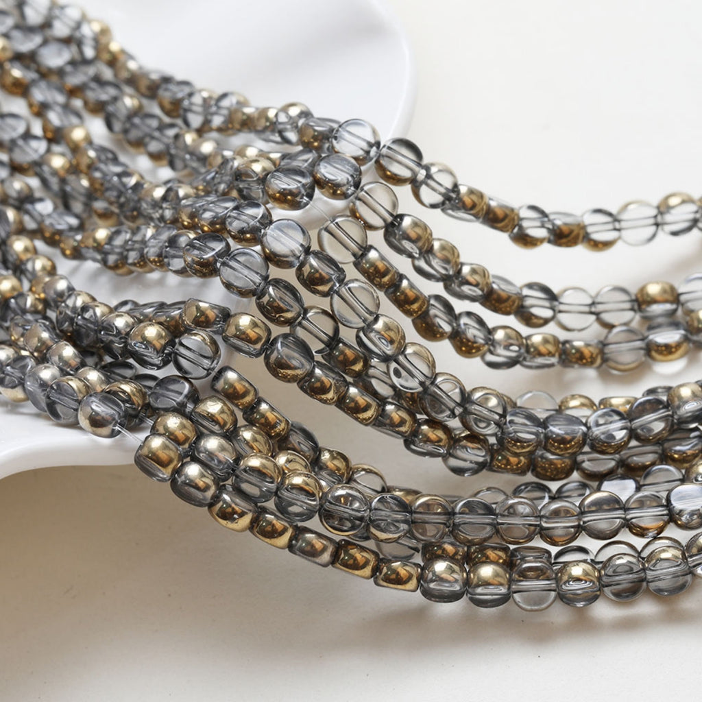 Gold Rimmed Round Glass Beads, 6*3mm, Crystal Glass Loose Beads for Jewelry Making, DIY Beads Finding GZ550