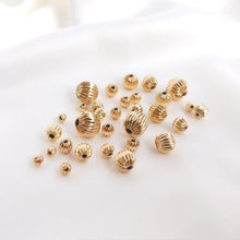 Load image into Gallery viewer, 50pcs-Corrugated Beads, Spacer Beads, 14K Gold Plated, 3mm,4mm,5mm,6mm,8mm, Bracelet Making Beads, Jewelry Finding TH002-ZX7021