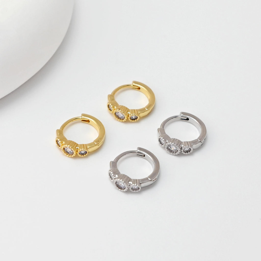 Cubic Zircon Earring Hoop, Gold Plated Huggie Hoop Earring, Leverback Earring, DIY Earring  Findings,Handmade Earring Supplies D0518-D0516