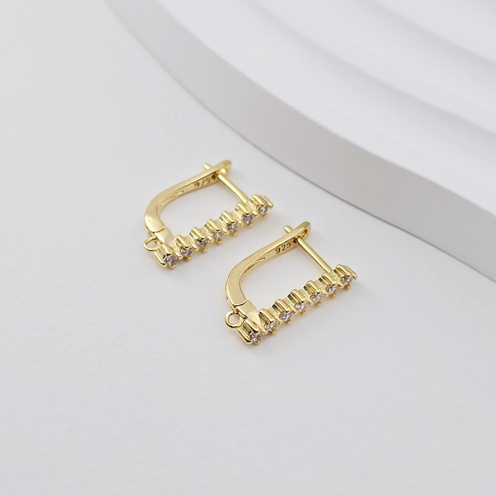 18K Gold Plated U Shape Hoop Earring, Huggie Hoops Earring Parts, Lever Back, 18*11mm, Hoop earring for Jewelry Making D0267