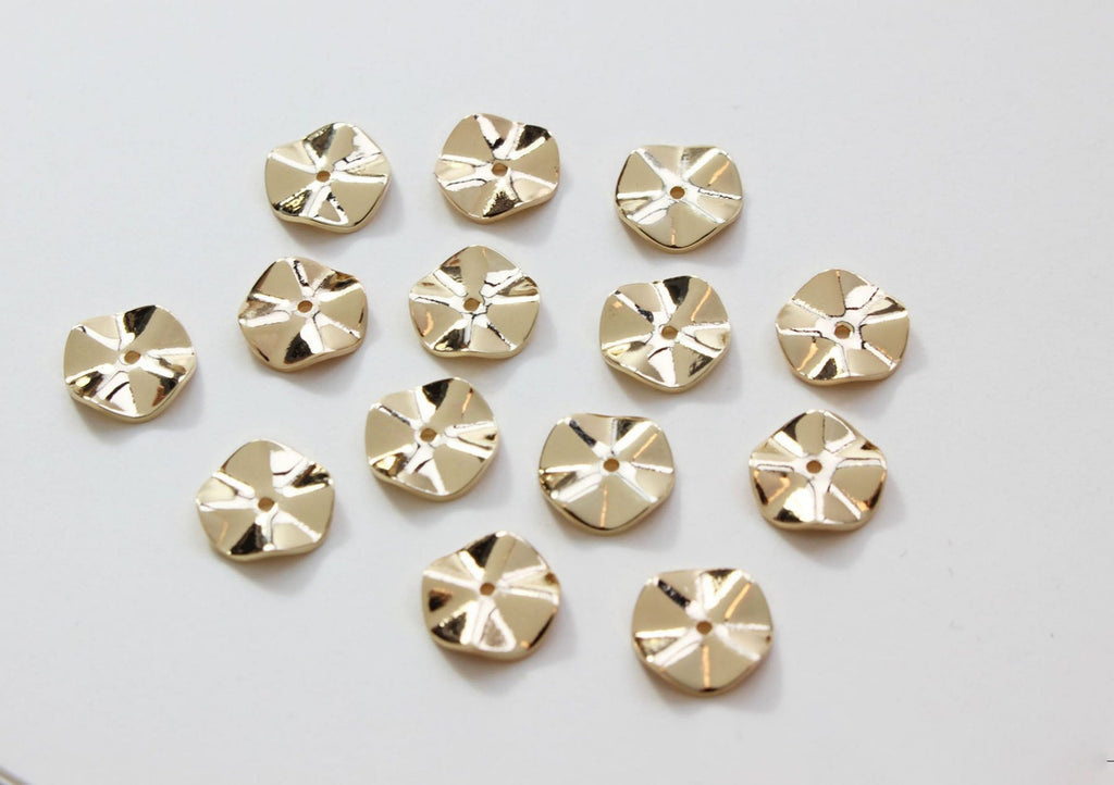 10pcs Round Spacer Beads, 10mm, 12mm, 14K Gold/Silver Plated, Dainty Earring Making Beads, Jewelry Finding GZ158